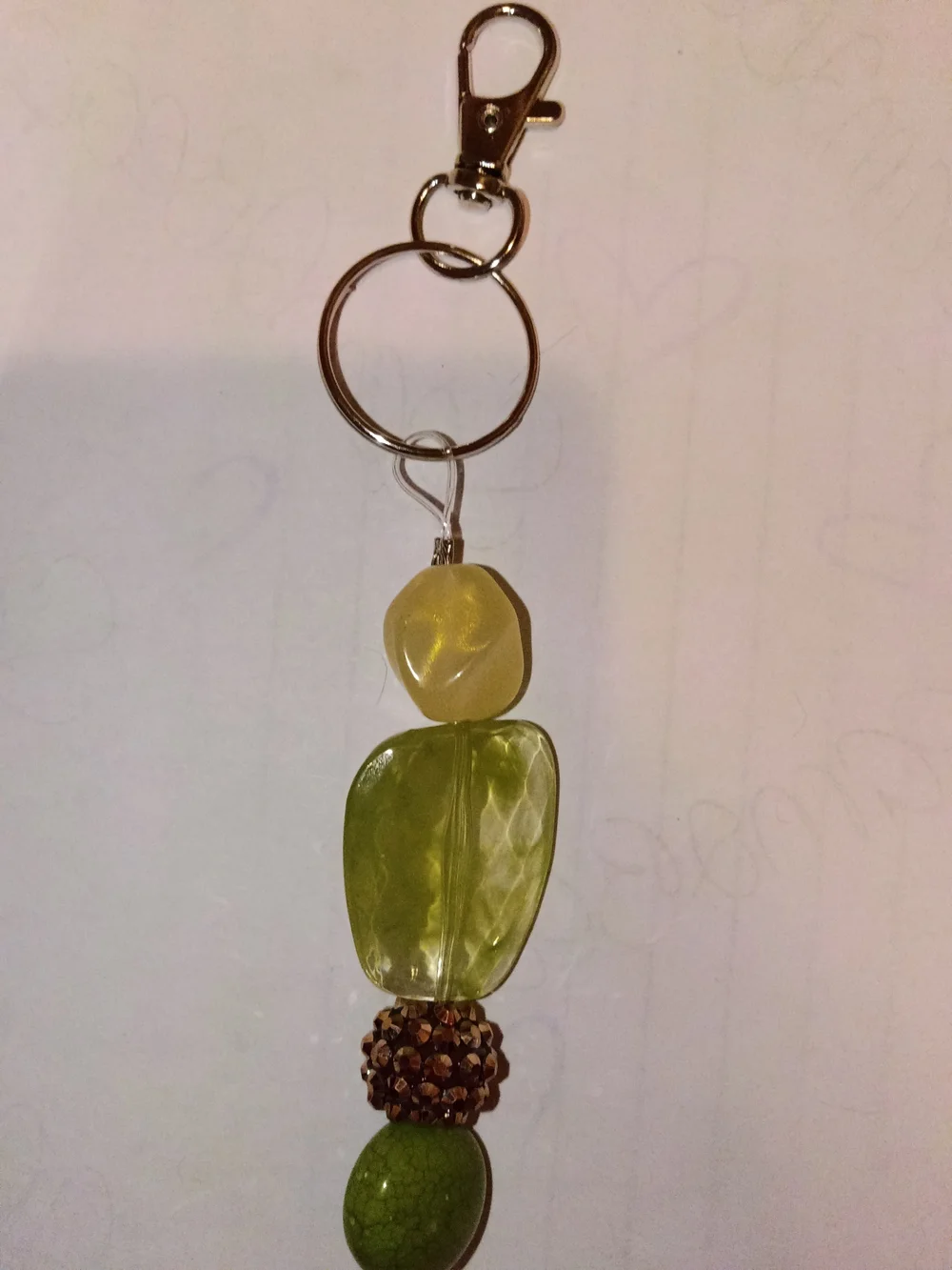 Green Beaded Keychain Pendant - Unbranded